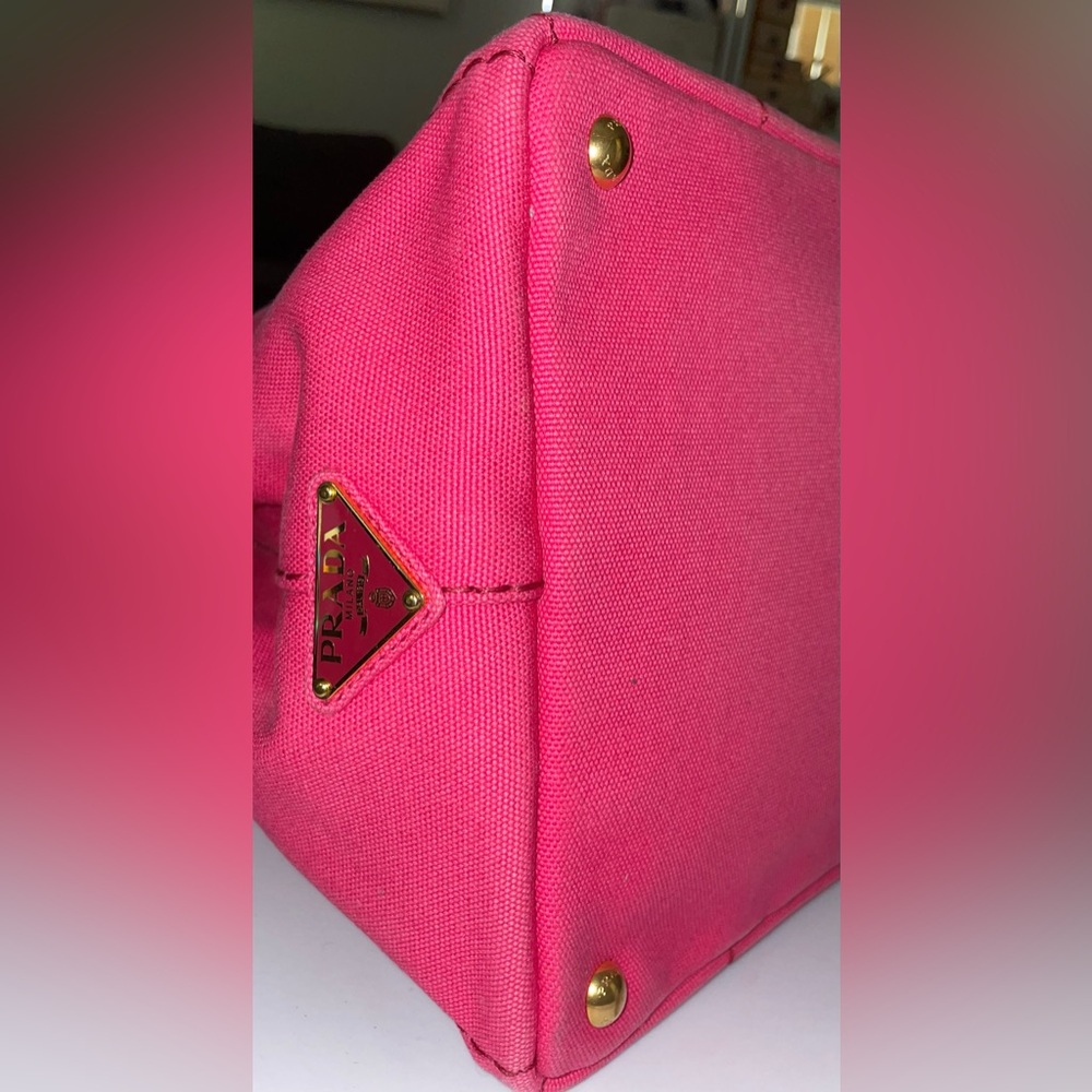 Prada Canapa classic pink denim tote bag No Detachable strap & Dustbag EUC - Picture 9 of 17